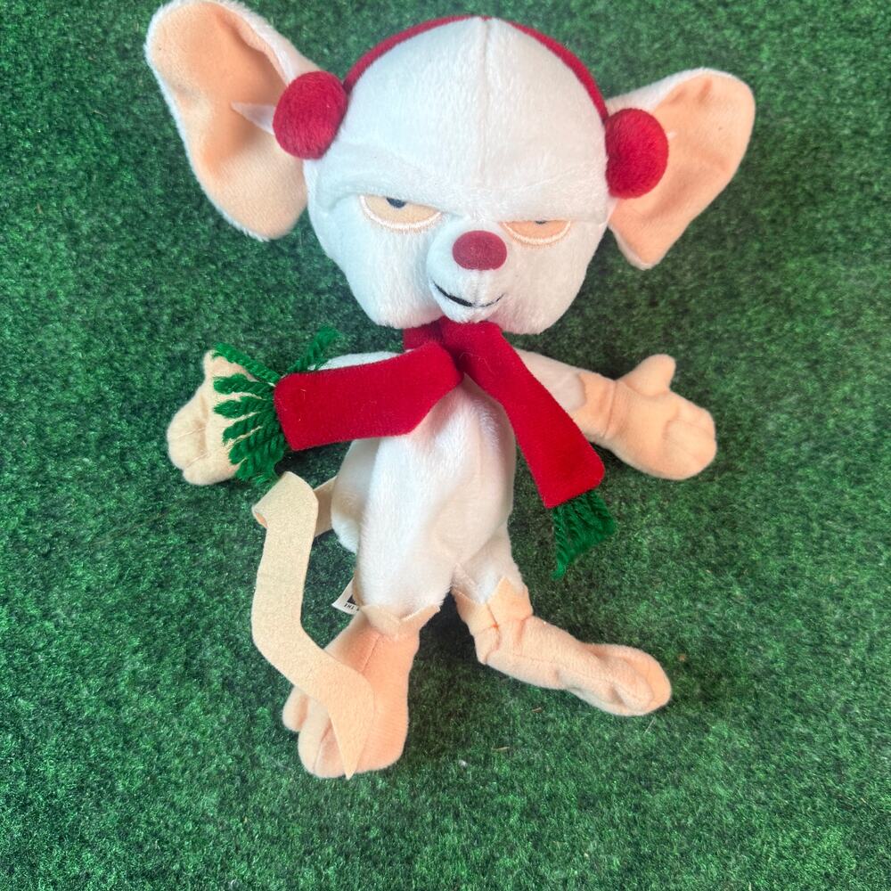Vintage 1998 Pinky and the Brain The Brain Christmas Bean Bag Plush Warner Bros